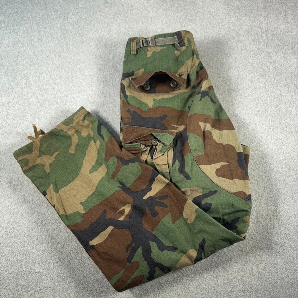 US Military Cargo Pants Mens Med Reg Woodland Camo VTG BDU Combat Trousers